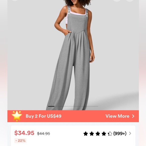 Halara Adjustable Strap Button Multiple Pockets Waffle Casual Overalls Small NEW - Picture 8 of 9